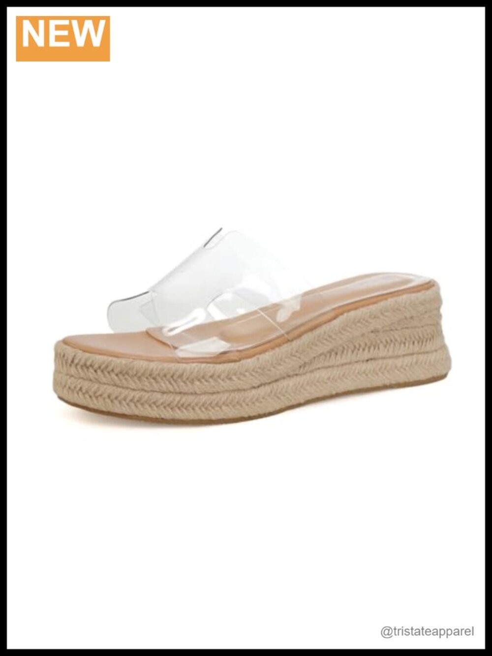 Womens Espadrille Wedge Slide Sandals Clear PVC Strap Open Toe Platform